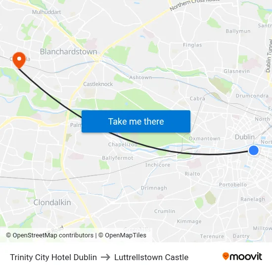 Trinity City Hotel Dublin to Luttrellstown Castle map