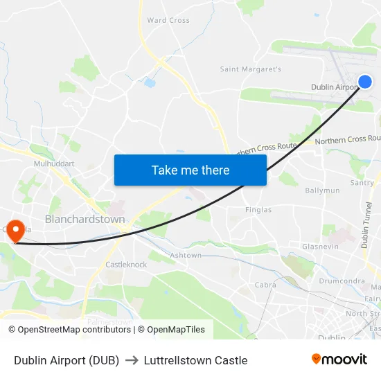 Dublin Airport (DUB) to Luttrellstown Castle map