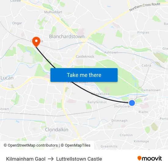 Kilmainham Gaol to Luttrellstown Castle map