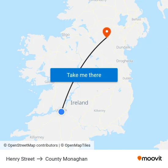 Henry Street to County Monaghan map