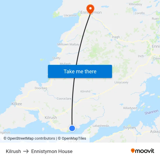 Kilrush to Ennistymon House map