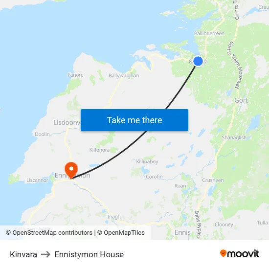 Kinvara to Ennistymon House map
