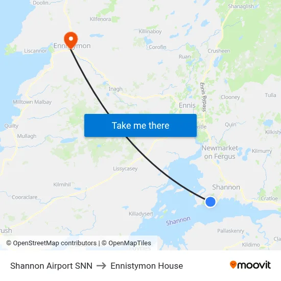 Shannon Airport SNN to Ennistymon House map