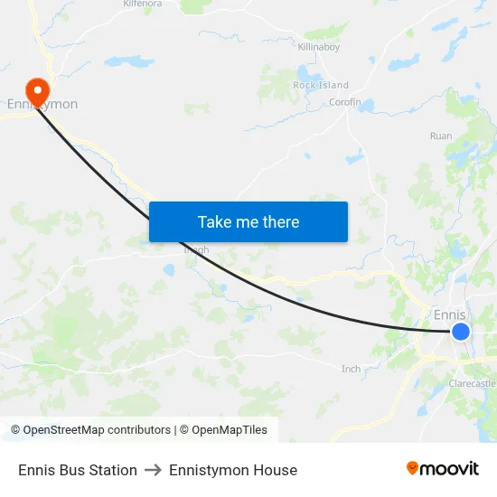 Ennis Bus Station to Ennistymon House map
