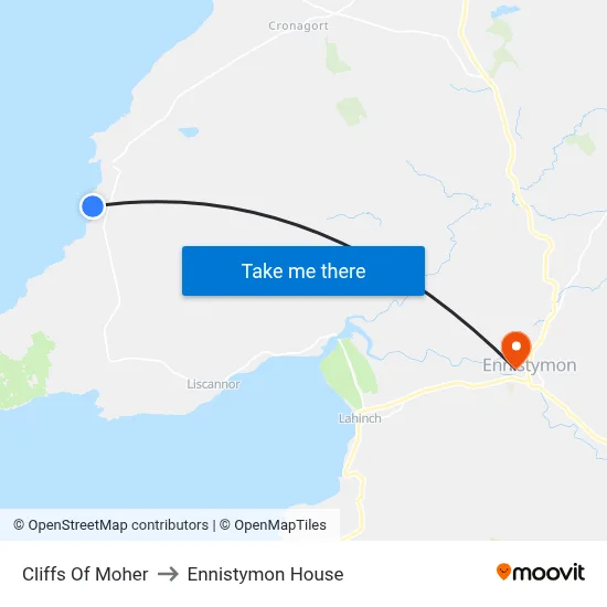 Cliffs Of Moher to Ennistymon House map