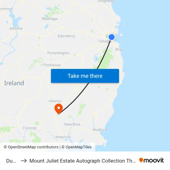 Dublin to Mount Juliet Estate Autograph Collection Thomastown map