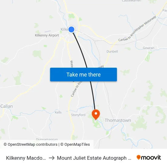 Kilkenny Macdonagh Station to Mount Juliet Estate Autograph Collection Thomastown map