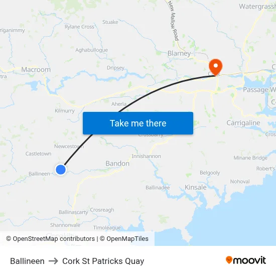 Ballineen to Cork St Patricks Quay map