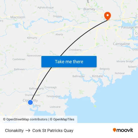 Clonakilty to Cork St Patricks Quay map