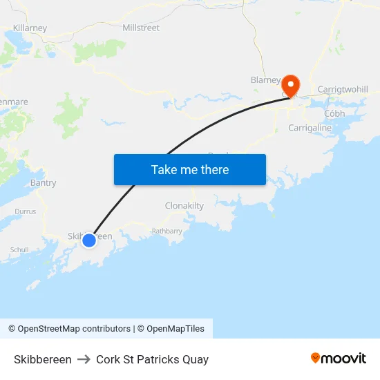 Skibbereen to Cork St Patricks Quay map