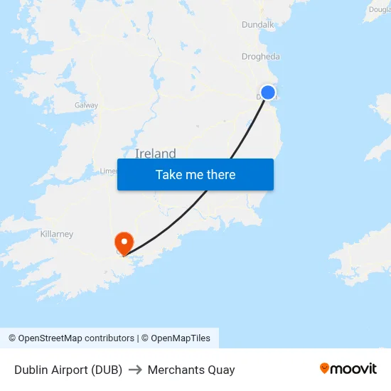 Dublin Airport (DUB) to Merchants Quay map