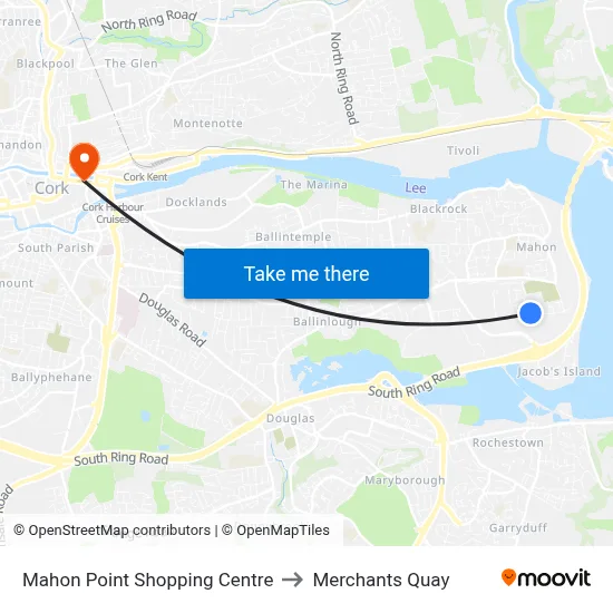Mahon Point Shopping Centre to Merchants Quay map