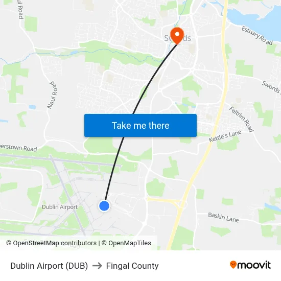 Dublin Airport (DUB) to Fingal County map