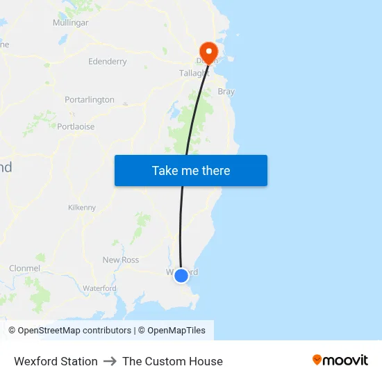 Wexford Station to The Custom House map