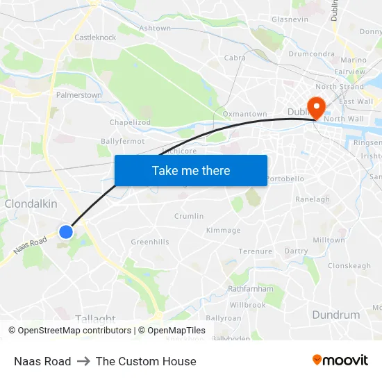 Naas Road to The Custom House map