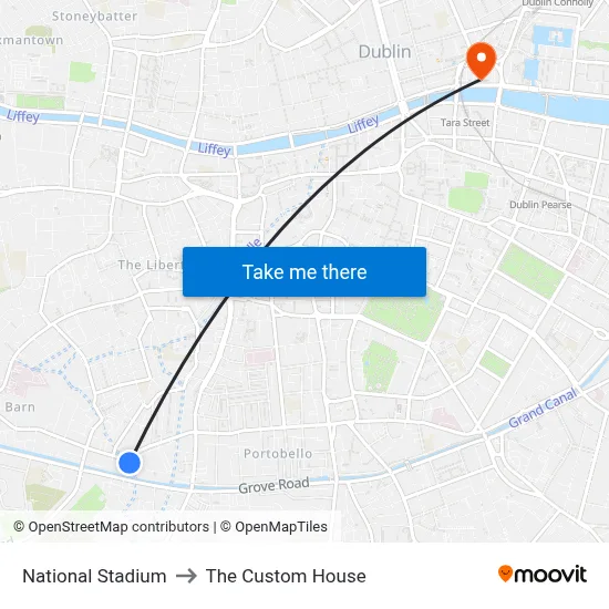 National Stadium to The Custom House map