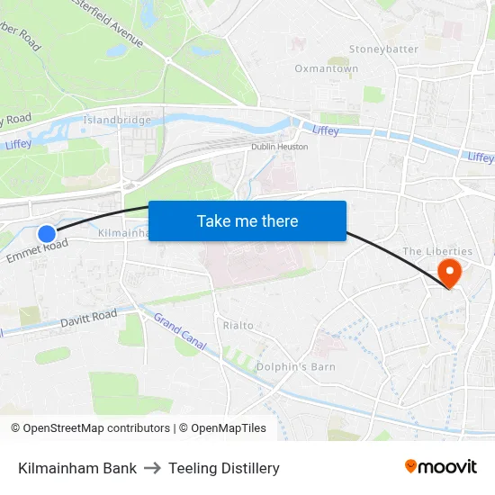 Kilmainham Bank to Teeling Distillery map