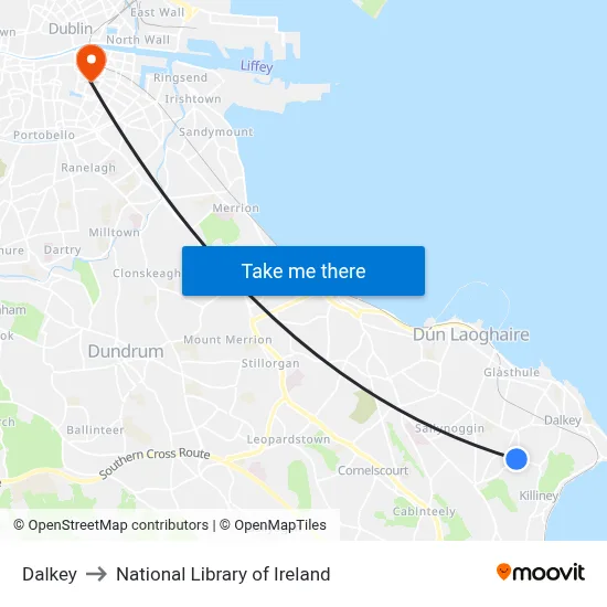 Dalkey to National Library of Ireland map