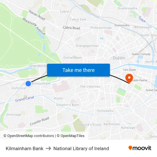 Kilmainham Bank to National Library of Ireland map
