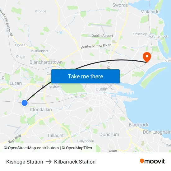Kishoge Station to Kilbarrack Station map