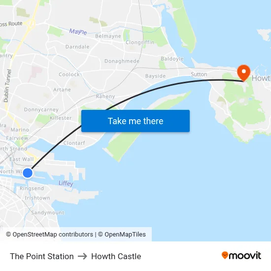 The Point Station to Howth Castle map