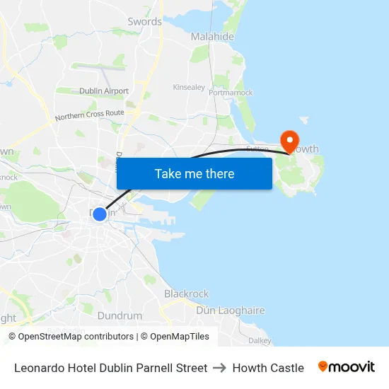 Leonardo Hotel Dublin Parnell Street to Howth Castle map