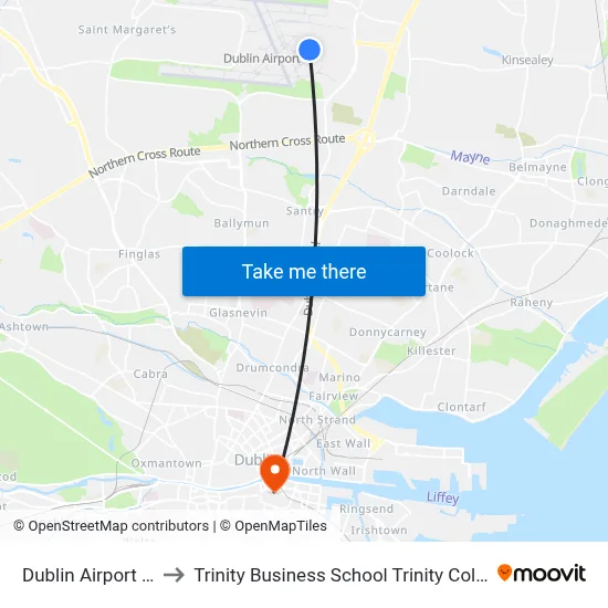 Dublin Airport (DUB) to Trinity Business School Trinity College Dublin map