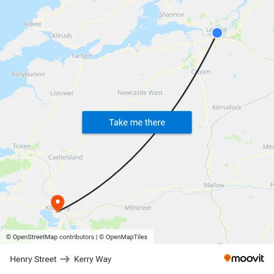 Henry Street to Kerry Way map
