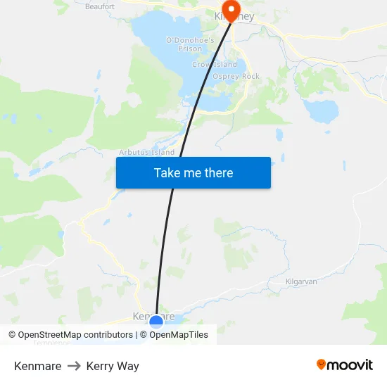 Kenmare to Kerry Way map