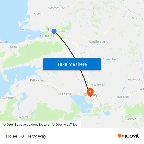 Tralee to Kerry Way map
