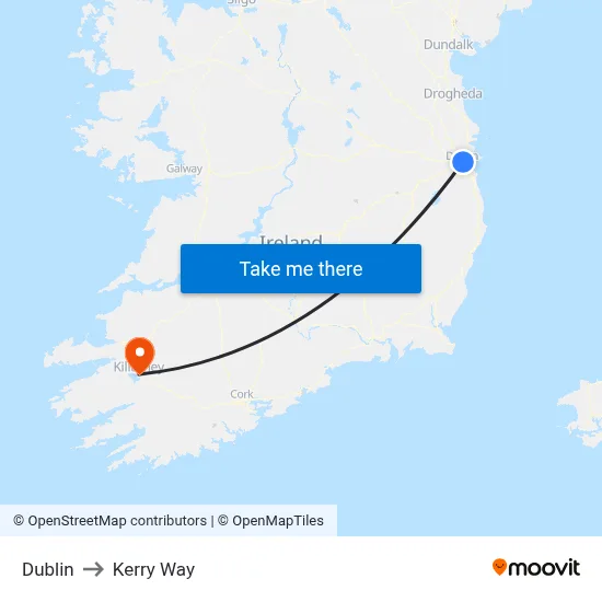 Dublin to Kerry Way map