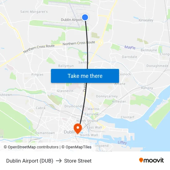 Dublin Airport (DUB) to Store Street map