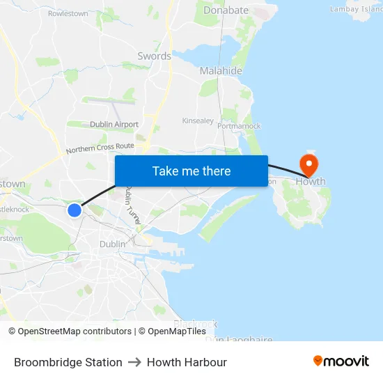 Broombridge Station to Howth Harbour map