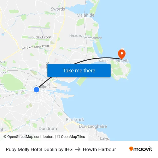 Ruby Molly Hotel Dublin by IHG to Howth Harbour map