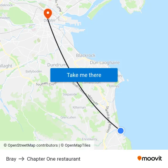 Bray to Chapter One restaurant map