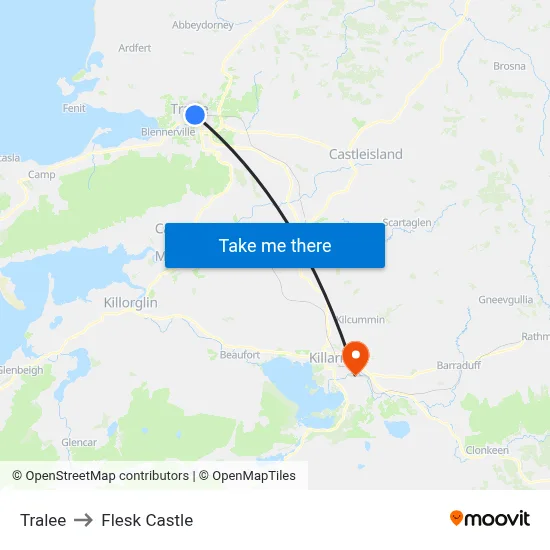 Tralee to Flesk Castle map