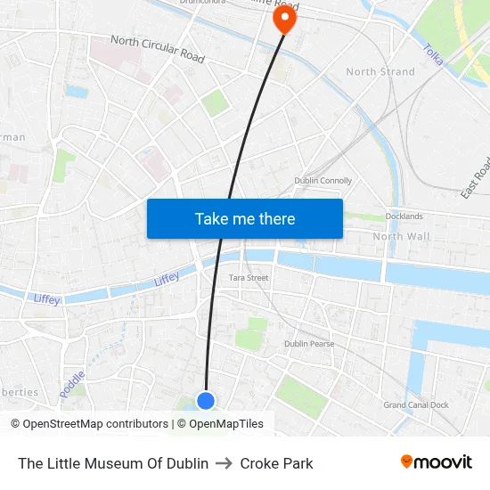 The Little Museum Of Dublin to Croke Park map
