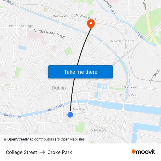 College Street to Croke Park map