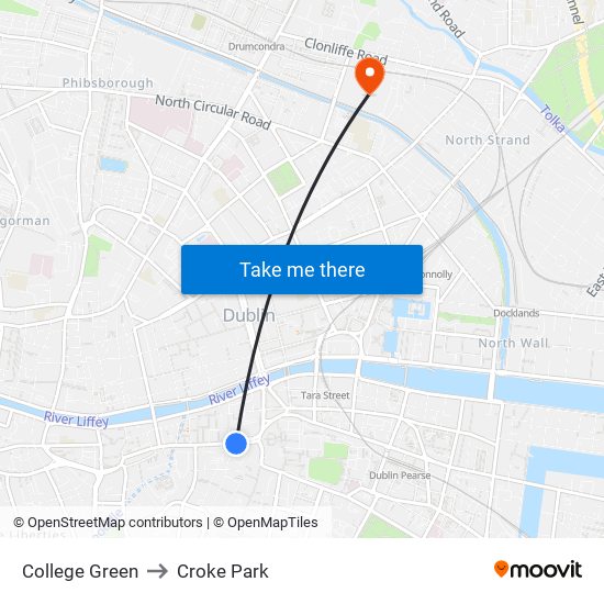 College Green to Croke Park map