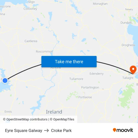 Eyre Square Galway to Croke Park map