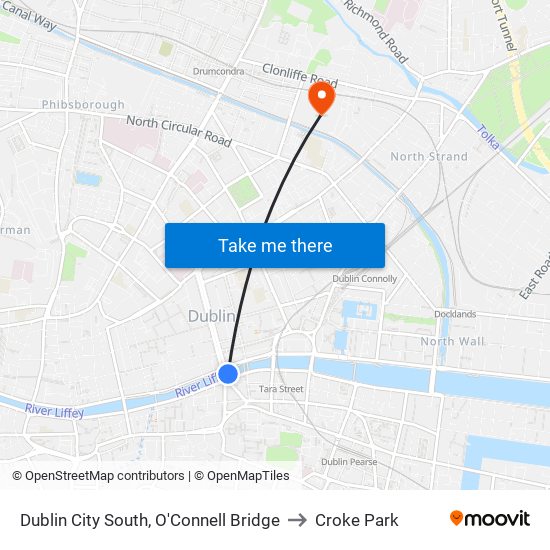 Dublin City South, O'Connell Bridge to Croke Park map