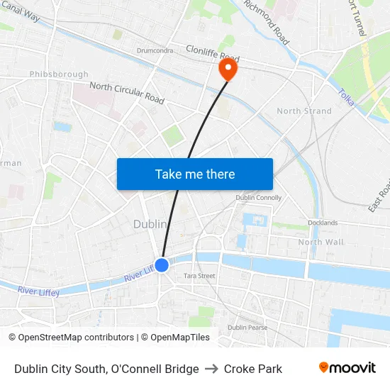 Dublin City South, O'Connell Bridge to Croke Park map
