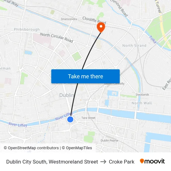 Dublin City South, Westmoreland Street to Croke Park map