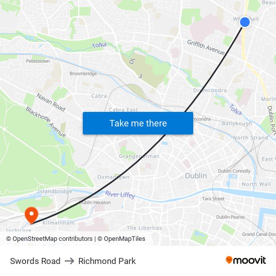 Swords Road to Richmond Park map