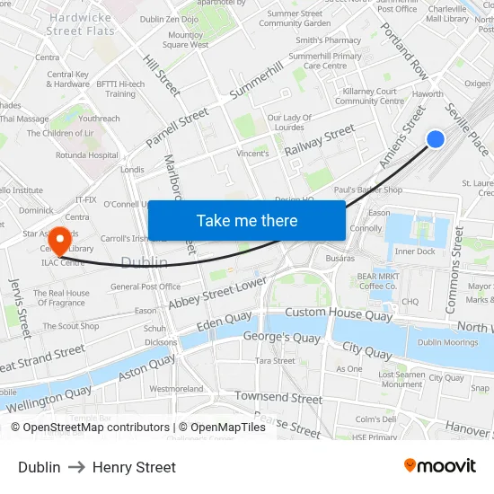 Dublin to Henry Street map