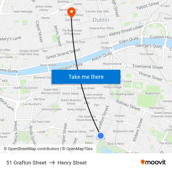 51 Grafton Street to Henry Street map