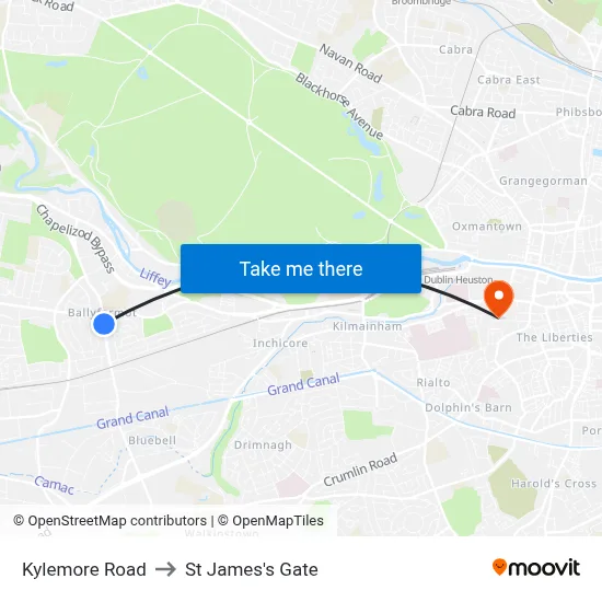 Kylemore Road to St James's Gate map