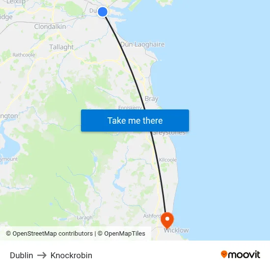 Dublin to Knockrobin map