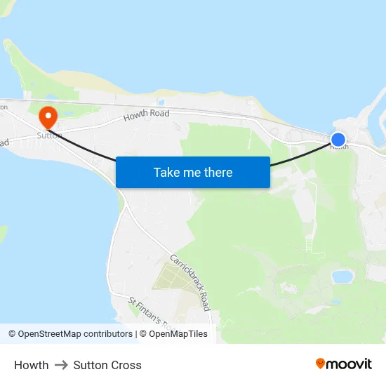 Howth to Sutton Cross map