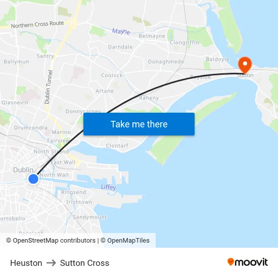 Heuston to Sutton Cross map
